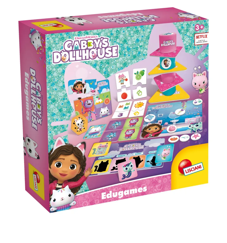 Комплект образователни игри, Lisciani, Gabby′s Dollhouse, Колекция от 10 игри