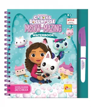 Творчески комплект, Lisciani, Gabby's Dollhouse, Книжка за оцветяване с вода, Meow-Mazing